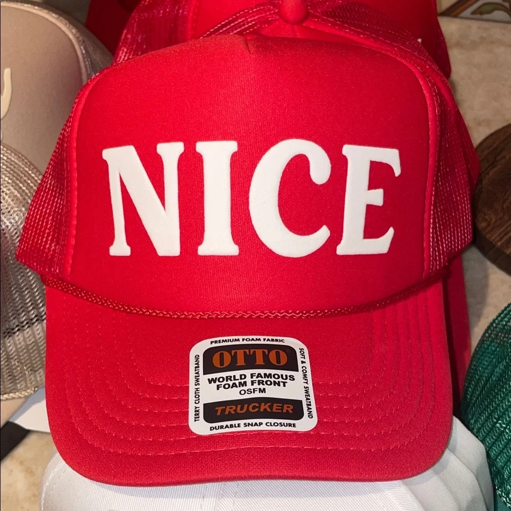 “NICE” Red Christmas Trucker Hat
